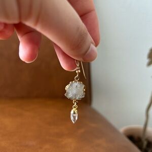 MODERN ARTIFACT Gold Coated Agate with Quartz with Gold Filled